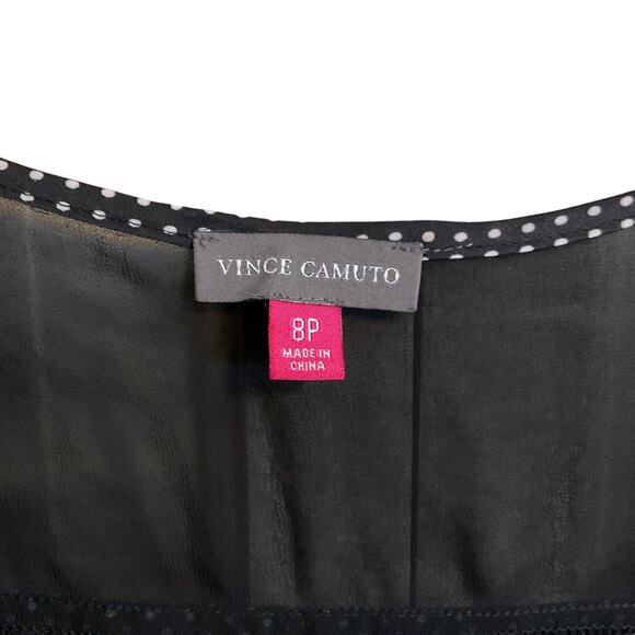 Vince Camuto Black White Check Polka Dot High Low Tank Top Size 8P - Picture 2 of 10